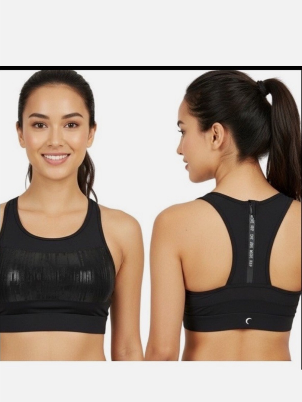 ZYIA Active All Star Black Racerback Padded Sports Bra Size L